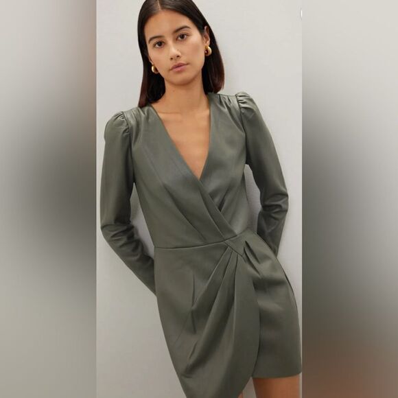 Saylor Veronicka Faux Leather Dress Size Large - Picture 3 of 8